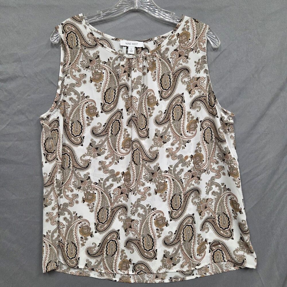 Nine West Paisley Print Sleeveless Blouse Size Large